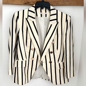 Veronica Beard Black and Cream Striped Blazer